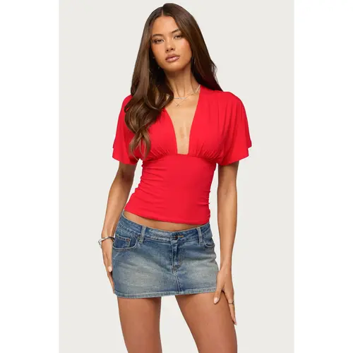 Betee Flutter Plunge Neck Top