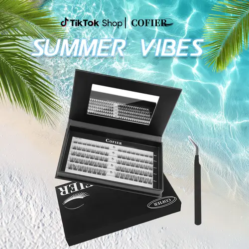 【Lena Beana Exclusive】Cofier No Glue Lash Kit Jelly-Coated Base Self Adhesive Individual Eyelashes Easy Makeup Application with Tweezers 80/100/160 Pcs for Salon-Like Results - Cosmetic #Summervibes