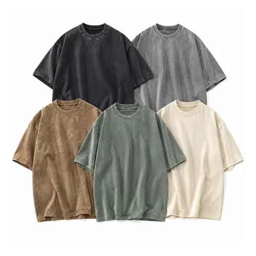 Men's Oversized Short-Sleeve Round Neck Cotton T-Shirts, Unisex Vintage Heavyweight Acid Wash Baggy Casual Tees, 1/5 Pack Plus Size Fashion Gym Workout Clothing (S-XXXXL),clothes for back to school,first day of school outfits