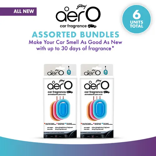 AerO Assorted Hanging Car Fragrance Set - 3 Packs x 2 Units (6 Total), Auto Accessories, 30-Day Long-Lasting Freshness, Musk & Aquatic Scents, Car Interior Decor, Membrane