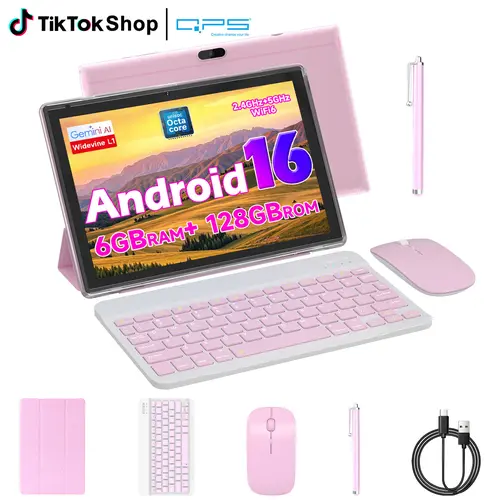 PEICHENG 2026 New Arrival Android 16 Tablet - 10.1" Screen Device, 20G(6+14) RAM, 128GB Storage, Octa-Core 2.2GHz Processor, Wireless Bluetooth Work Bundle with Keyboard, Mouse, Case & Stylus, Ideal Father's Day Gift sohochic