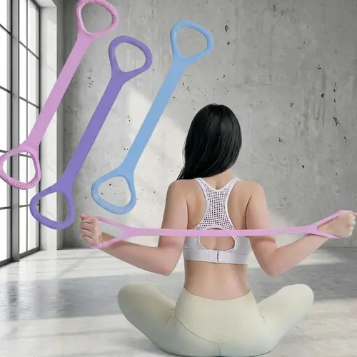 25 lbs Resistance 8-Shaped Elastic Fabric Bands with Secure Grip Handles, Portable Stretch Bands for Exercise, Unisex Workout Equipment for Adult Strength Conditioning, Home Workout At-Home Gym Supplies,sohochic