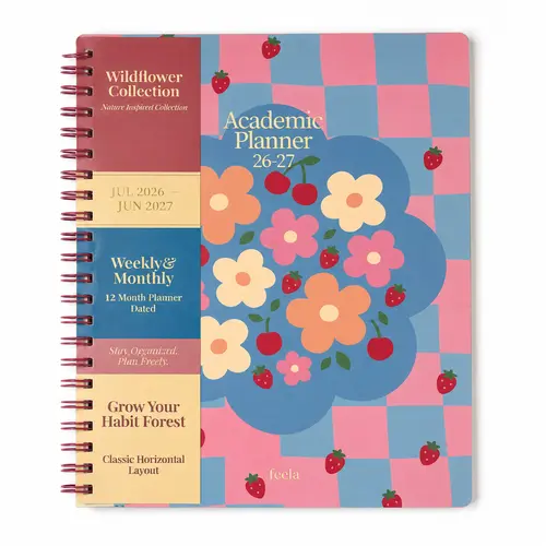 Shuttle Art Academic Year Planner, July 2026- June 2027, Growth Tree Design For School year, Student Teacher Planner, Monthly & Weekly Calendar Agenda with Tabs, Durable Acrylic Cover, 6.2" x 8.3", A5, Flower