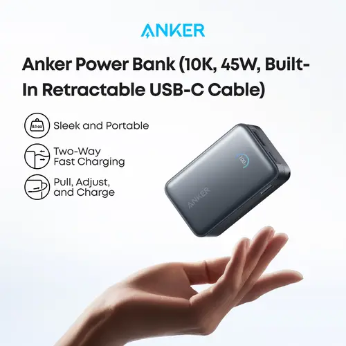[Spotlight Live] Anker Nano Power Bank, 10,000mAh Portable Charger with 2.3 ft Anker InstaCord Retractable Cable, 45W Max Compact Battery Pack, Smart Display, For iPhone 16 Series, iPad, Galaxy, Pixel, and More summervibes sohochic
