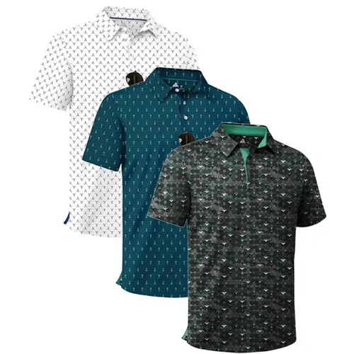 ZITY Men’s 3-Pack Short Sleeve All Over Print Polo Shirts - 4-Way Stretch, Breathable, Moisture Wicking, Cool Touch, UPF 30+ Protection, Casual Outdoor Men's Clothing Top - Holiday Mens Gifts, Gifts for Boyfriend,sohochic