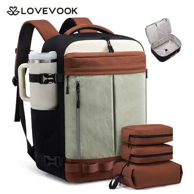 LOVEVOOK 40L Travel Backpack for Women Men, Airline Approved Carry On Luggage with 3 Cubes Accessories, TSA Personal Item Travel Cruise Essentials, Waterproof Weekender Overnight Bags fits 17" Laptop outdoorfun