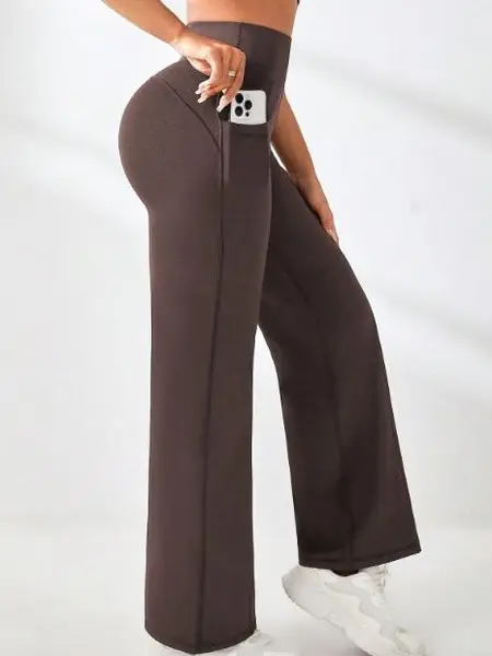 Women's High-Waisted, Butt-Lifting, Straight-Leg Sporty Sports Bottoms - Moisture-Wicking, Side Pockets for Yoga & Outdoor Fitness