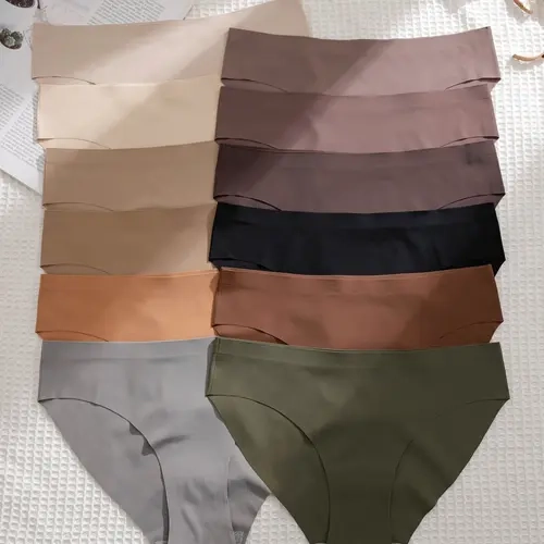 12-Pack Women's Seamless Smooth Triangle Panties, Multiple Colors Available, Essential Everyday Wear, Suitable for All Seasons