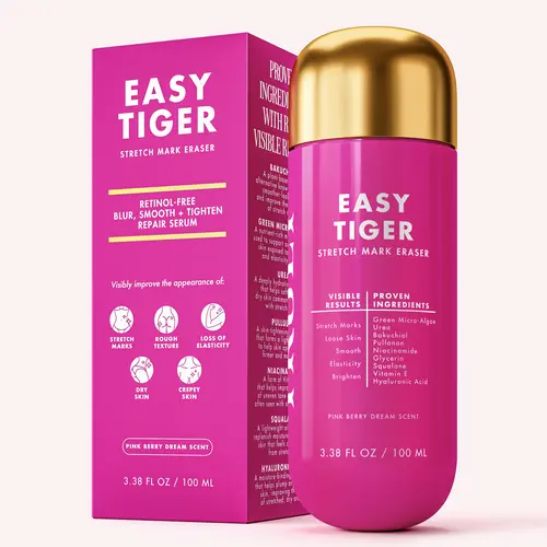 Easy Tiger Resurfacing & Smoothing Body Treatment – Texture Smoothing Treatment with Bakuchiol & Urea – Helps Improve the Look of Stretch Marks, Crepey Skin & Rough Texture