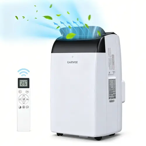 Garvee 14000 BTU Versatile Portable Air Conditioner, 3‑in‑1 Quiet Cooling Dehumidifier & Fan, Cools Up to 750 Sq.Ft, LED Touch Panel & Remote Control, Easy Installation for Home Office Garage