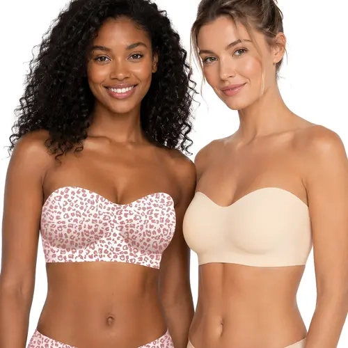 COMFBAY Women's Strapless Jelly Bra - Smooth Stretchy Fabric, Non-Slip Bandeau, Wireless Supportive Padded, Seamless Fitted Matching Tube Top Underwear