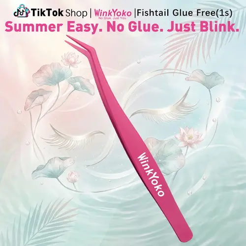 WinkYoko No Glue Lash Clusters Pro Eyelash Applicator Tweezer, Anti-Stick Cosmetic Eyelash Tweezers, Perfect for Self Adhesive Eyelashes, Professional Makeup Artists & Beginners
