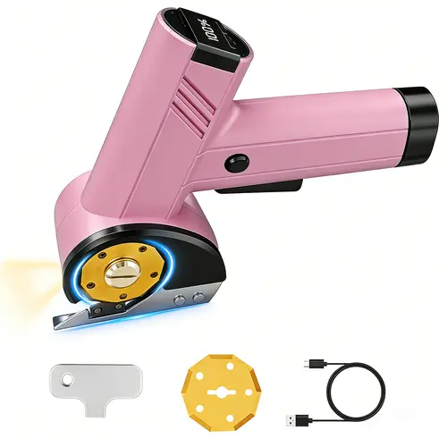 Cordless Electric Cardboard Cutter - 4-Speed Adjustment, 4.2V, LED Light, Safety Lock, Extra Blades, Sewing Tool for Fabric, Leather, Carpet, Upholstery, Metal, Packaging, DIY Tools, Home Workshop,sohochic