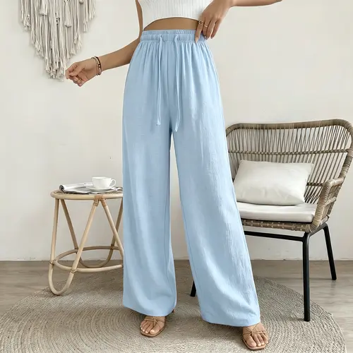 Women’s summer breathable, comfortable casual long pants — fashionable, versatile wide-leg, loose and elegant women’s trousers