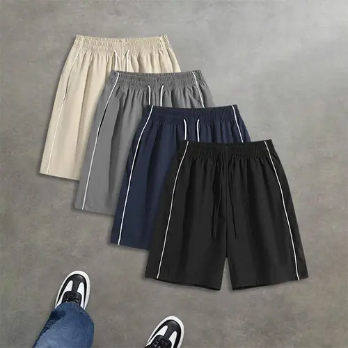 4-Pack Men’s Summer Striped Casual Shorts – Loose Fit, Versatile Athletic Style for Summer