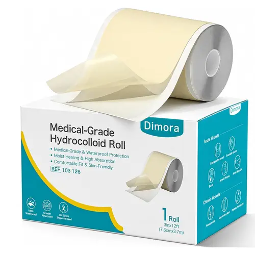 Dimora Medical-Grade Hydrocolloid Acne Patch, Acne spot treatment, Cuttable Overnight Pimple Patch, Hydrocolloid dressing, Large Size Roll (3 in × 12 ft), Suitable for Acne, Open Wounds, and Sensitive Skin