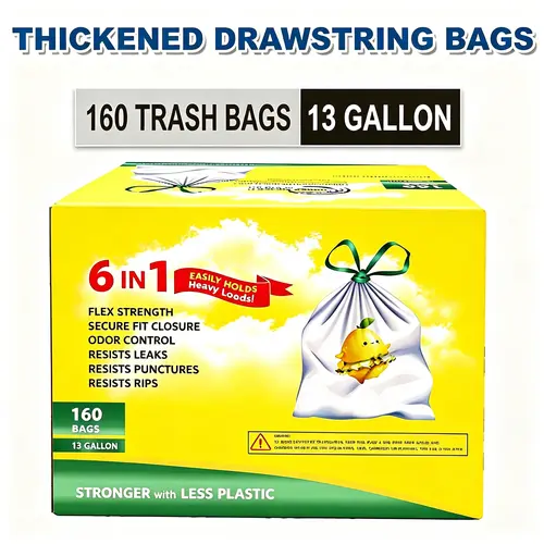 Count 13 Gallon Trashbags, Individually Folded Drawstring Trash Bags , Puncture-Resistant, Non-Tear, Easy-to-Use for Kitchen ,Office,Outdoors,Party,SummerVibes petlovers
