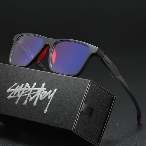 SUPKLEY Anti Blue Light Glasses, TR90 Ultra Light Square Eyeglasses Frame, Lightweight Frame Design, Reduce Eye Strain, for Computer Gaming Office Study, Men's Sporty Eyewear, Blue Lights Glasses
