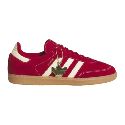 【FLY KICKS EXCLUSIVE】Women's Adidas Samba Classics Red Gold Suede Closed-Toe Sneakers - Athletic Walking Shoes, Trending Rubber-Soled Casual Fashion Trainers, Leather Upper