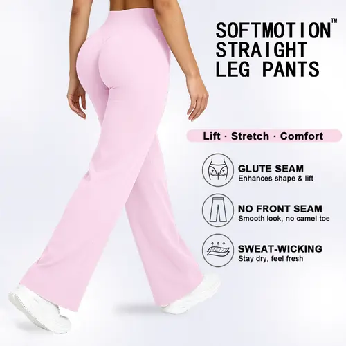 DEEFY SoftMotion Straight Leg Pants - 30.5" & 31.5" Inseam Breathable Light Thin, Gym Workout Apparel, Comfy Pants for Fitness Outdoor Sports Yoga