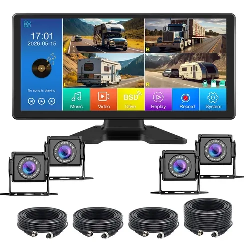 VEKOOTO Backup Camera System with 10.36" IPS 4-Channel Touch Screen Monitor Rear Side View 4 AHD Camera DVR Recording Backup Heavy Duty Camera for Truck Bus RV Trailer Semi Box toolupgrade