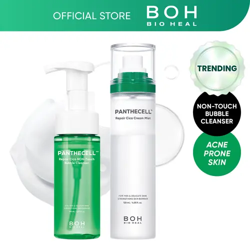 [NEW DUO] BIOHEAL BOH Panthecell Repair Cica Bubble Cleanser & Cream Mist DUO SET | Barrier Repair & Soothing Hydration Routine for Sensitive, Acne-Prone Skin