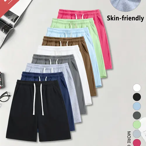Men’s summer casual knit shorts, loose straight cut, skin-friendly, comfortable, and breathable—suitable for running, fitness, and other outdoor activities.