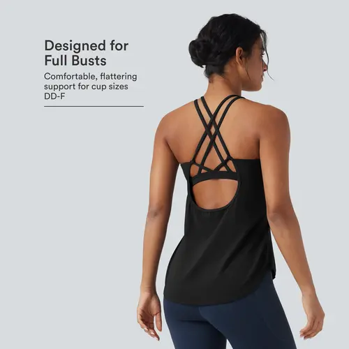 Halara UltraSculpt™ Round Neck Crisscross Back Running Tank Tops D-F Cups #BackToSchool