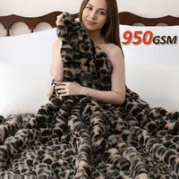 【Sohochic】DOWNCOOL 950GSM Faux Fur Bubble Throw Blanket,  Soft Luxury Faux Rabbit Fur Mink Plush Throw for Couch, Sofa and Bed, Soft Fluffy Fuzzy Cozy Blanket Leopart print, #dealsforyoudays #sohochic,#blackfriday