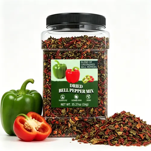 Bulk Chopped Dehydrated Red & Green Bell Pepper Mix Flakes - 100% Natural Chili-Infused Dried Vegetables, Sugar-Free Vegan Spices, Instant Flavor for Soup, Pizza Toppings, Homemade Spice Blends Every Meal, Dehydrated Green Bell Peppers,sohochic