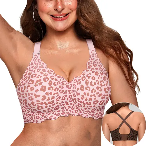 OEAK Jelly Bras for Women No Underwire Scalloped Push Up Wireless Bralettes Seamless Soft Comfort Everyday Tshirt Bra