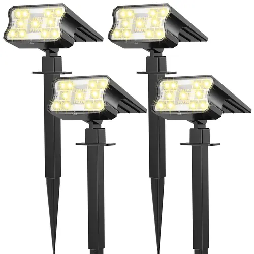 HGGH Solar Outdoor Lights, 56 LED IP68 Rated Waterproof Solar-Powered Spotlights with 3 Lighting Modes, 4-Pack Warm White for Garden Yard Outdoor Security Flood & Spot Lighting,sohochic