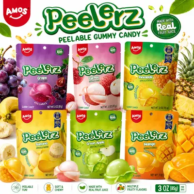 AMOS Coffee & Dessert Combo, Crystal Jewels Gummy Candy, Mermaid Jewels, Peelerz Red Bean Mochi, Freeze-Dried Chocolate & Coffee Mochi Mix