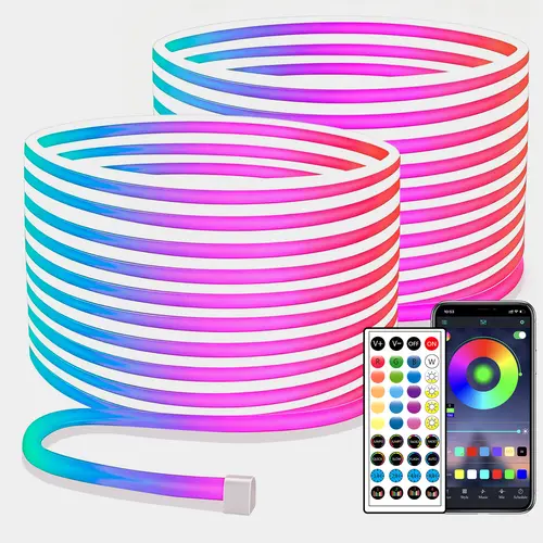 YeeWhale 100FT/132FT Neon LED Rope Lights - IP65 Wet-Area Use, Flexible RGB Ambient Light Strip Specialty & Decorative Lighting with Remote/APP Control for Home Bedroom Indoor Outdoor Décor, Led Lights,sohochic