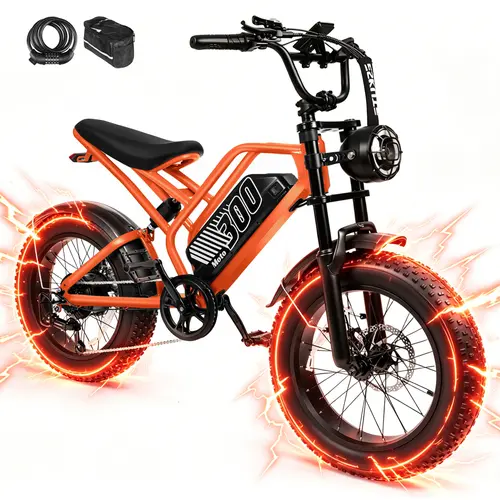 [+2 Free Gifts] ESKUTE V300 All-Terrain Electric Bike | 30-35MPH, 1500W Peak | 20" Fat Tire suspension Ebike w/ Free Phone Bag & Lock, Dual Suspension Ebike, Commuter Bicycle