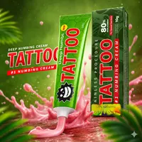 Tattoo Numbing Cream - Green 80% International, Painless Formula for All Skins, Targeted Pain Relief for Distraction-Free Tattoos, Single Item