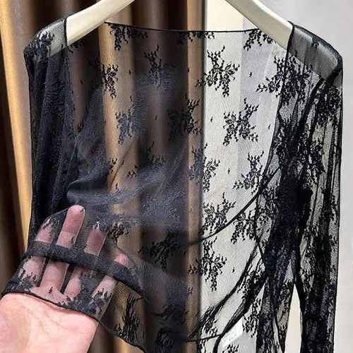New Floral Lace Thin Open Front Cardigan Women's Sheer Sun Protection Shawl, Soft Elegant Style Outerwear Air Conditioning Top, Short Sleeve Upper Garment