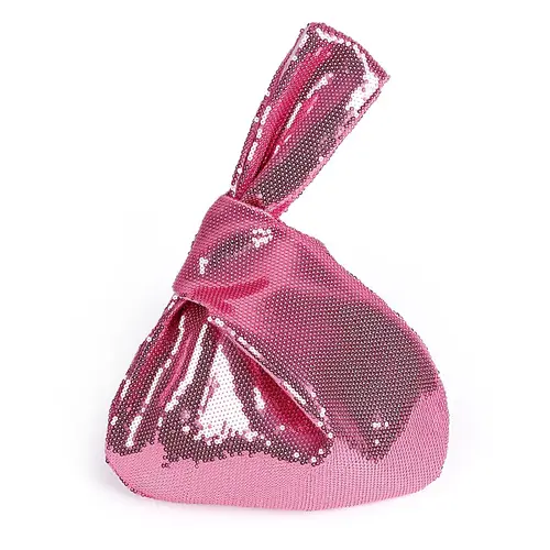 Eomenie Women's Chic Iridescent Sequin Evening Clutch Bag, Small Lightweight Foldable Fashion Purse with Tied Closure, Cute Knot Detail, Sparkle Effect & Portable Carry for Casual Wear