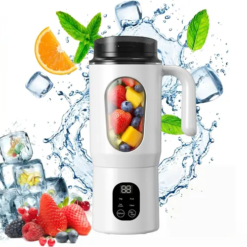 20OZ Silent Cordless Handheld Juicer Blender - USB Rechargeable, 22000 RPM Multi-Gear, BPA-Free Polypropylene, Self-Cleaning, Portable 2-in-1, Ice Crush, Automatic Mixing, LED Display, Abs, Citrus Juicer Compatible, for Frozen Drinks & Healthy Recipes,soh