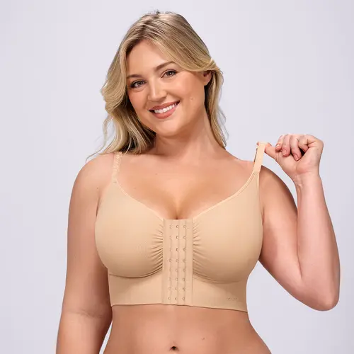SHAPELLX Front-Closure Seamless Push-Up Bra Top for Women Fit Full Coverage No Underwire Everyday Tshirt Bra