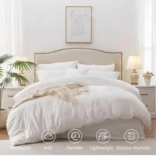 【Only 1 Gift Per Customer】【Random Color & Size】Lightweight Breathable Wrinkle-Free Brushed Microfiber  Bed Sheet Set  Twin, Bright White, Solid outdoorfun 2