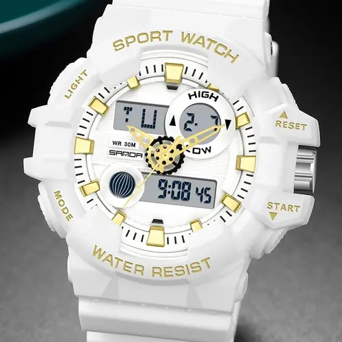 1pcs Sanda 780 Sports Men's Quartz Wristwatch, Multifunction Wristwatch, Analog Digital Watch, Military Watch, Waterproof, Alarm, Timing, Date, Week Display, Multi-function LED Digital Clock With Box and Hand Line
