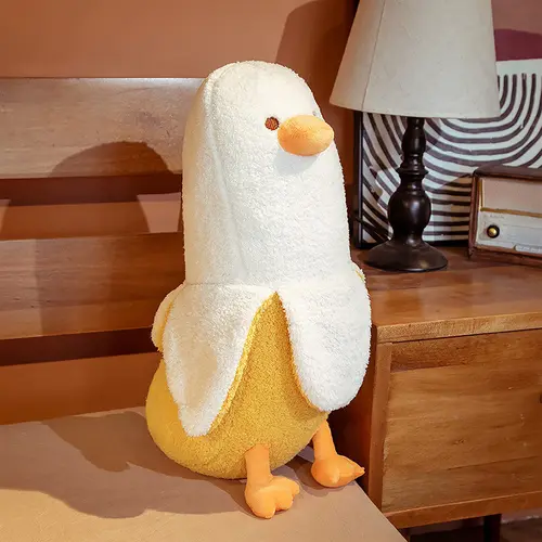 [B] PEACHCAT Cute Banana Duck Plush Stuffed Animal Toy for HomeDecoration Squishy Plushie Toy Comfort Plush for Gifts Soft Huggable for Parent-Child Interaction Couples & Friends Prank Toy Party Fun Gift for Kids & Adults Stuffed Animals #sohochic, Plushi