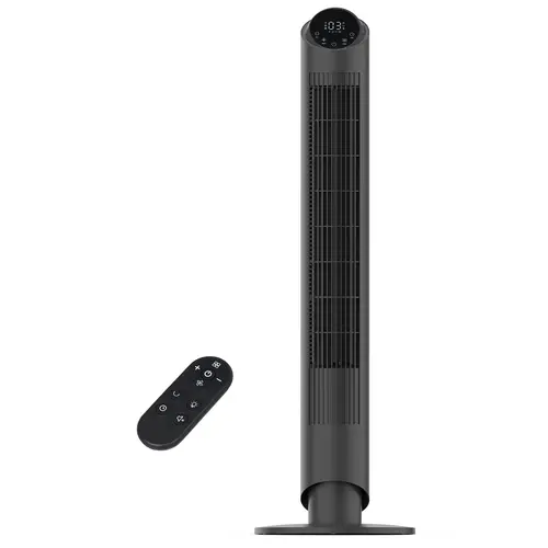 Sunspire 40'' Tower Fan for Bedroom, 90° Oscillating Standing Fan, 28dB Ultra Quiet, 26ft/s Velocity Bladeless Floor Fan with 3 Speeds & 4 Modes, 12H Timer for Living Room, Home, Office, Black