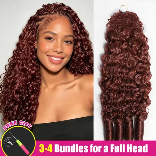 ISEE HAIR Burmese Curly Reddish Brown Crochet Braid Hair Extensions for Miracle Knots Human Hair Extensions Pre-Separated 50g/Pack (32-38 Strands Per Pack）– Knotless Boho Braids Vacation Hair #Summervibe#ISEECrochetNewArrivals