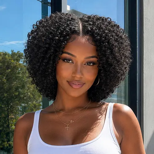 [New Arrival] Frodio Veralux™ Blend Human Hair Short Jerry Curly Wig | Glueless, Pre-Cut Lace, Full & Fluffy, Wear & Go, Wigs for Black Women#SohoChic