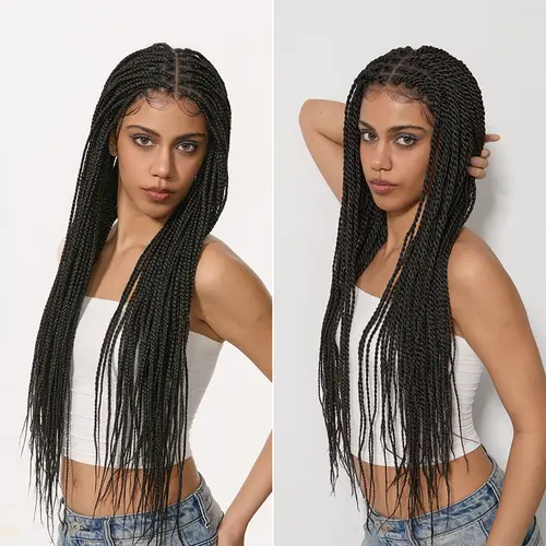 [New Arrival] Frodio Veralux™ Fiber Full Lace Braided Wig with 3-Strand Braids and 2-Strand Twists | Wear & Go, Glueless, Pre-Baby Hair, Flexible Parting#SohoChic