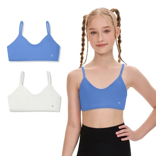 Sascina Girls' Seamless Sleeveless Sports Bra Cami - U-Back Cutout, Nylon Stretchy Fabric, Soft Double-Liner, Smooth Concealed Stitching, Reduces Irritation, Plain, Tag-Free Pull-On, Ages 7-12, 10-11 Years [403],sohochic