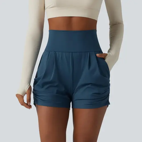 Halara SoftlyZero™ Airy High Waisted Ruched InstantCool Yoga Shorts 3'' with Pockets #BackToSchool
