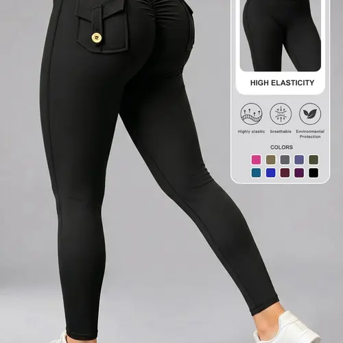 Women's High-Waisted Sporty Skinny Trousers, Ruched Butt-Lifting Yoga Pants, Athletic Sportswear, Comfortable for All Seasons, Ideal for Active Lifestyle